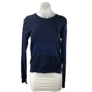 Barneys New York Navy Blue Crewneck Long Sleeve Knit Sweatshirt Sweater Top Sz S